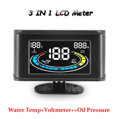 Multi-functional Car Truck LCD Meter 12v Digital Voltmeter / Water Temperature Gauge/RPM Tachometer/Oil Pressure Gauge 1/8NPT