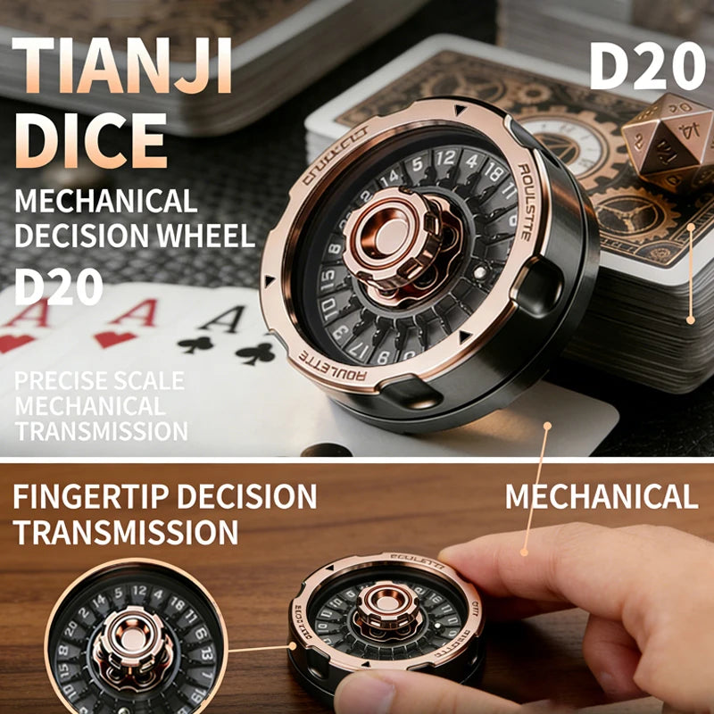 D20 Lucky Roulette Wheel Fidget Spinner Anti Stress Toy EDC Hand Toy Desk Gadget DND Table Game Decompression Spinning Dice Gift