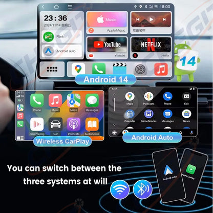 Android Smart AI Box 4G+64G/2G+32G Wireless CarPlay Android Auto TV Box For Youtube Netflix For VW Nissan Toyota Hyundai Ford