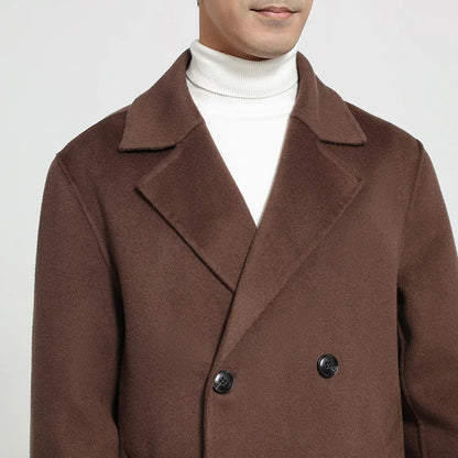 Autumn Winter New Over The Knee Double-sided Wool Coat 100% Wool Coat Men's Korean Suit Collar Wide Loose Wool Coat Light Luxury