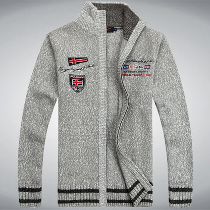 Cotton Man Sweater Shark Autumn Cardigan Overcoat Casual White Red Mens Winter Jacket 2022