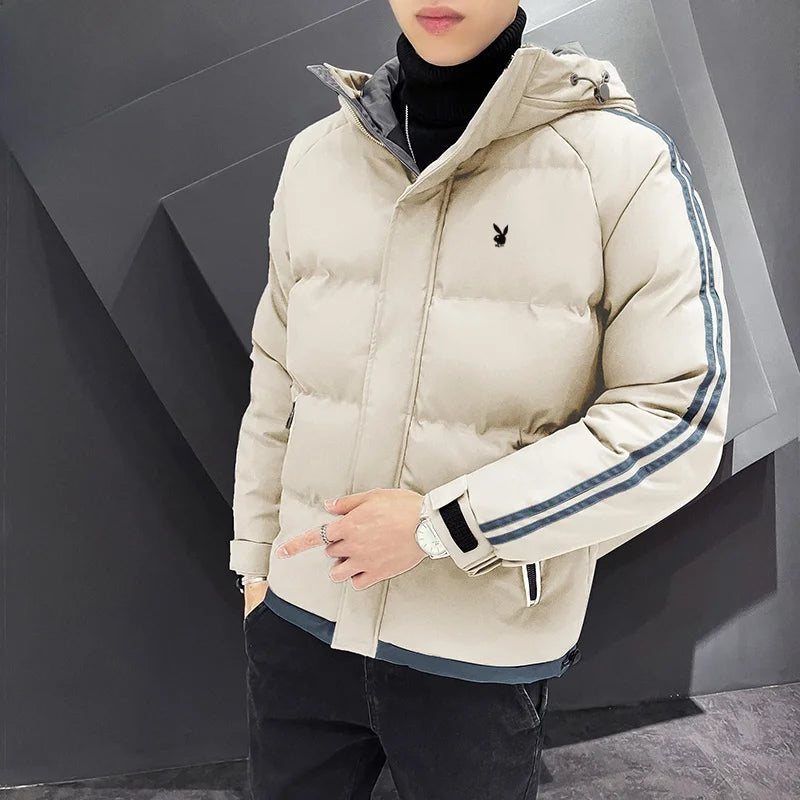 Men's Cotton Jacket 2024 New Winter Thickened Hooded down Cotton Padded Coat Fashionable Loose Style Urban Casual Wear
