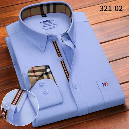 New in Shirt 100%Cotton Oxford Long-Sleeve Shirts for Men Slim Fit Formal Plain Shirt High Quality Plaid Soft Office Clothes