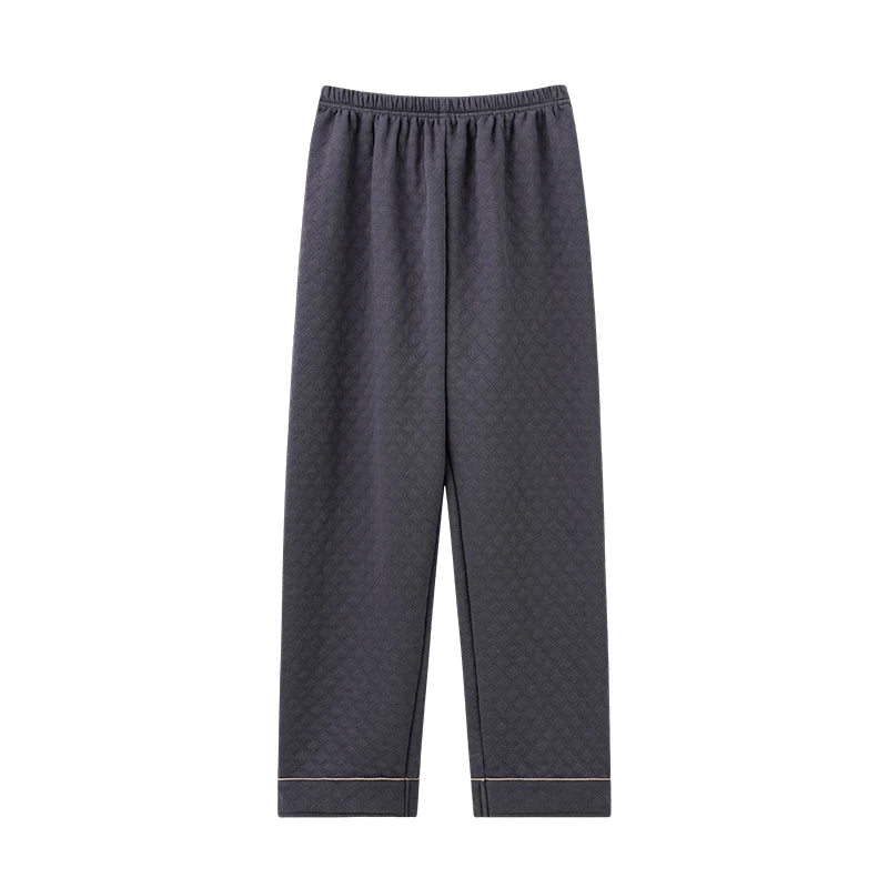 Man pajamas pants autumn winter 3layers cotton interlayer long pants Japanese style elastic waist casual male home sleep bottoms