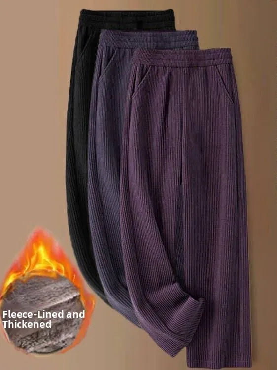 Corduroy Wide Leg Pants High Waist Straight Cut Thickened Women's Loose Fit Trousers Autumn Winter New Style Casual Pants