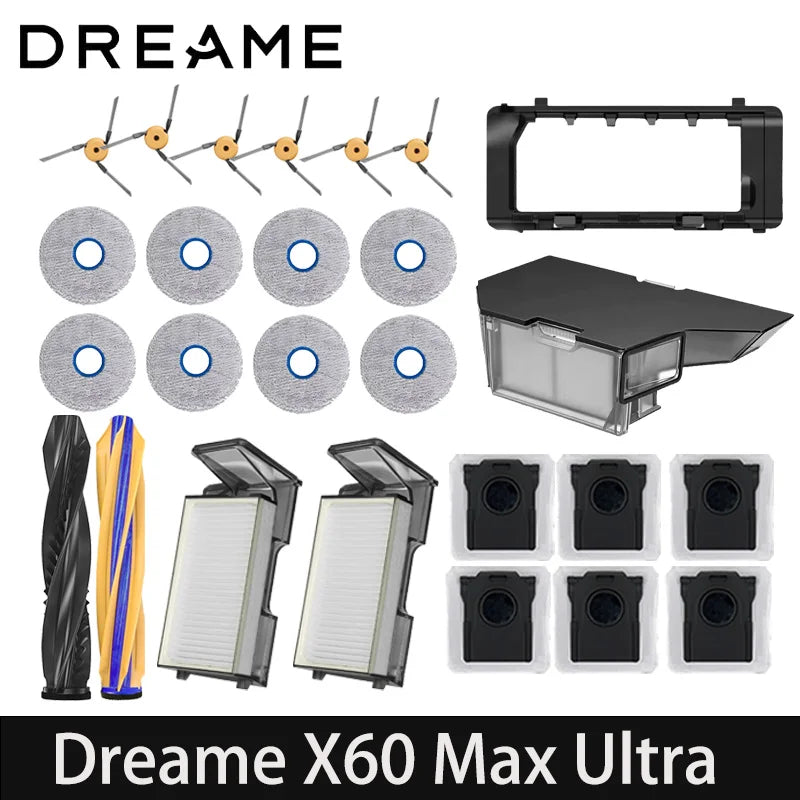 Dreame X60 Ultra/X60 Master/X60 Max Ultra  Accessory Robot Vacuums Cleaner Dust Bag Main Side Brush Hepa Filter Mop Cloths Spare