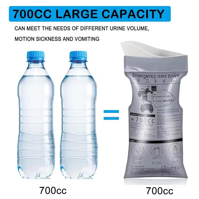 Disposable Urine & Vomit Bags, 700ML Portable Urinal for Women/Men, Emergency Travel, Camping, Traffic Jam, Pregnant, Patient