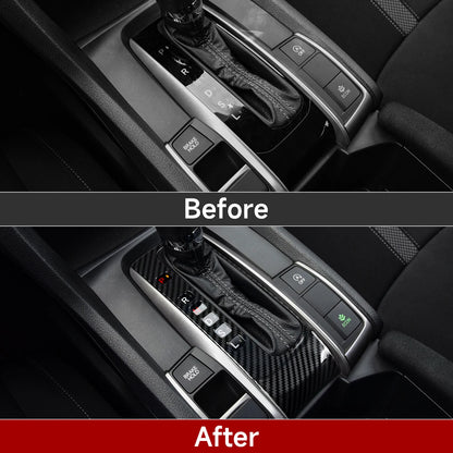 For Honda Civic 10th Gen (2016 -2021) Interior Accessories, Car Center Console Gear Shift Panel , Carbon Fiber ABS Trim Sticker