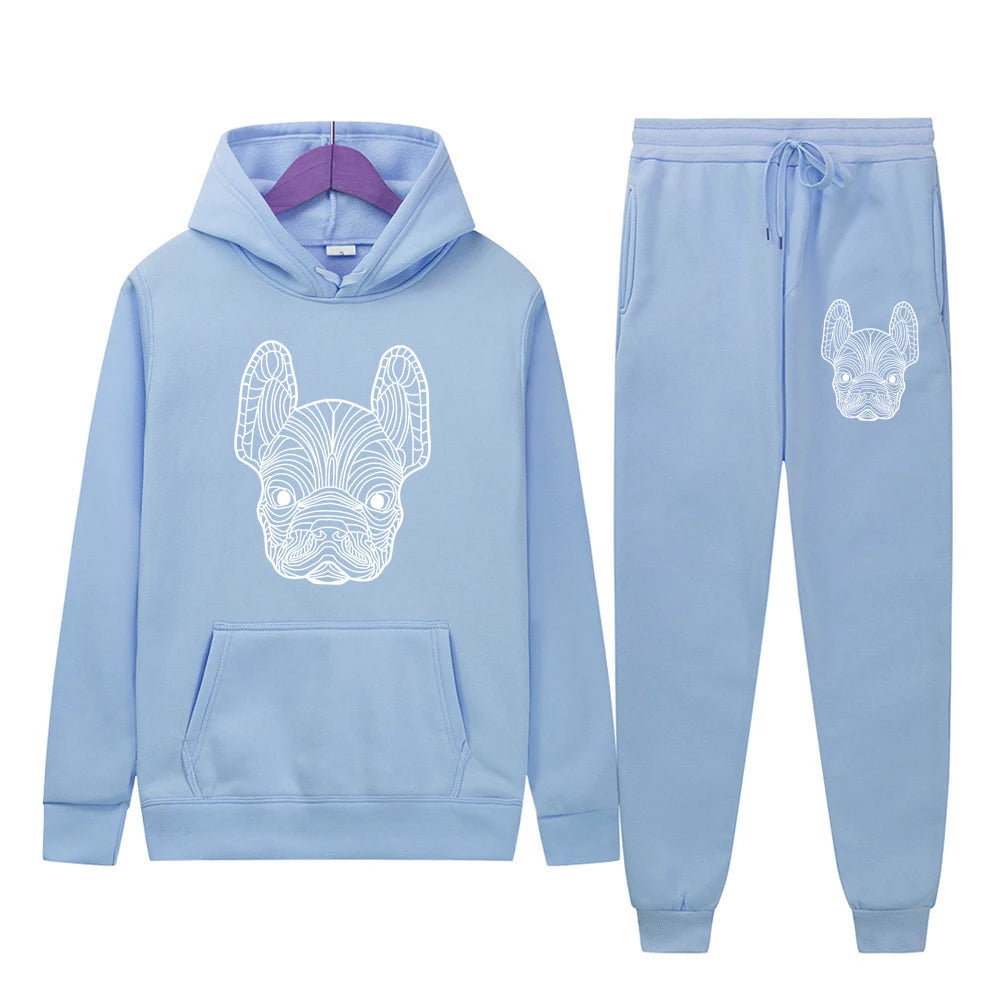 Men's and women's printed hooded sweatshirts and pants animal paw printed sportswear running autumn and winter casual fashion