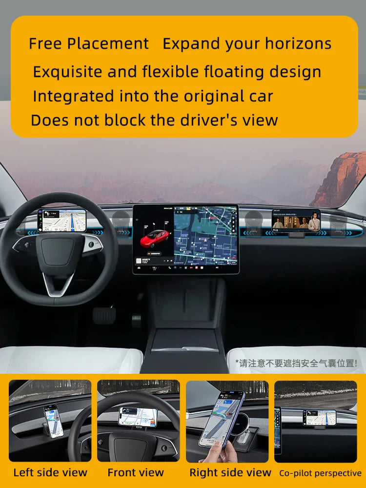 Car Phone Holder Mount for Tesla Model Y Junipe Model3 Highland Cold air low Temperature Charg Magnetic Car Phone Support Frame