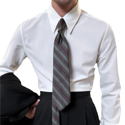 Men's White Slim Fit Dress Shirt Long Sleeve Formal Business Non Iron Wrinkle Resistant Elastic Tops