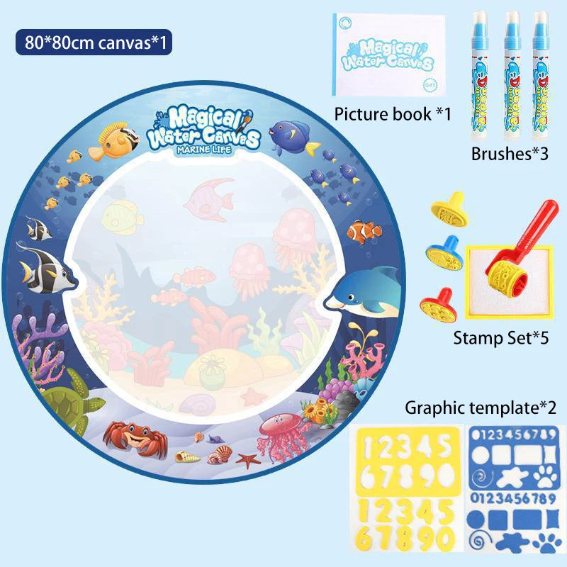 100x80CM Magic Water Drawing Mat Toys Coloring Doodle With Reusable Fluorescent Pen Painting Board Magic Toys Mat Kids Gifts