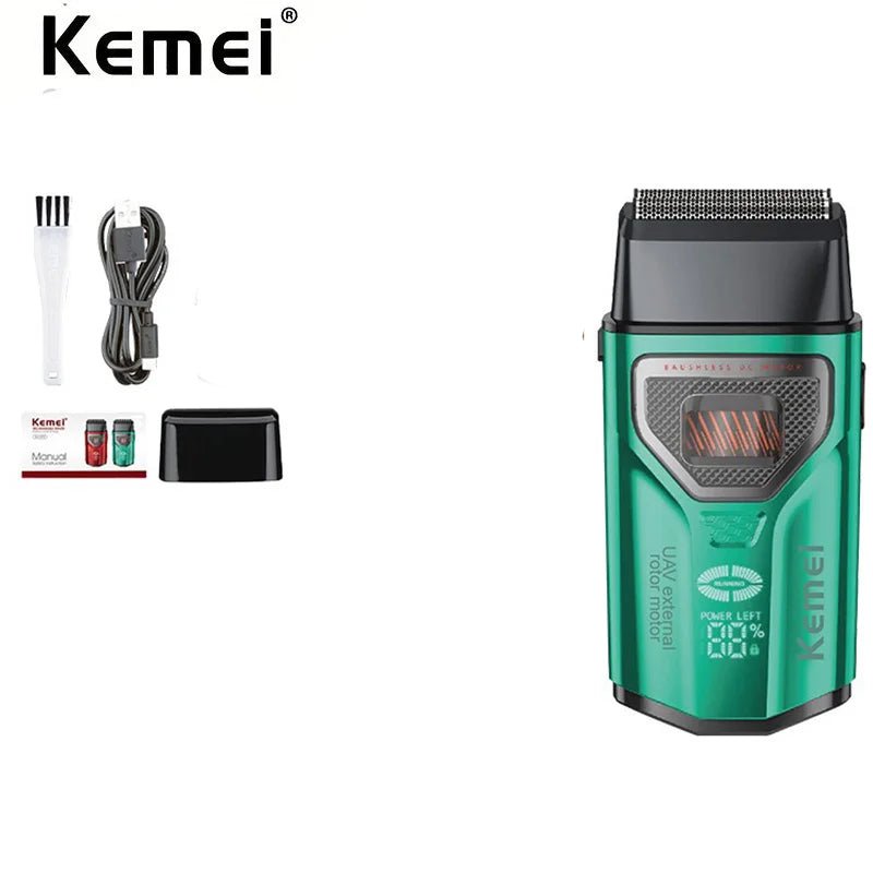 Kemei T299 Professional Barber Foil Shaver Bald Head Reciprocating Razor External Rotor Brushless Motor Beard Trimmer for Men