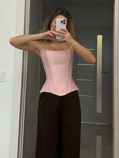 Weird Puss Sweet Cool Spicy Girl Date  Style Slim Fit Tube Top Tank Top Women Fashion Slimming Versatile Top