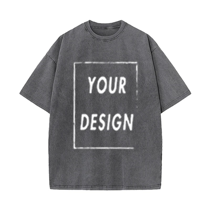Men's and Women's Cotton Washed T-Shirt Custom Printed T-Shirt 230G Top DIY Your Favorite Pattern or Logo Fashionable Custom Top