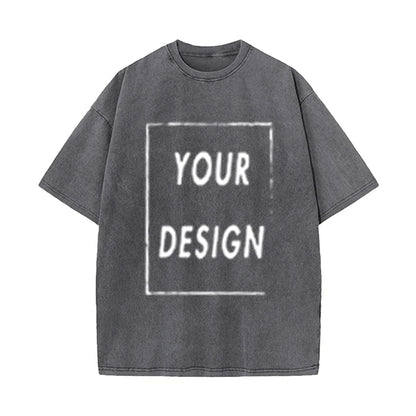 Men's and Women's Cotton Washed T-Shirt Custom Printed T-Shirt 230G Top DIY Your Favorite Pattern or Logo Fashionable Custom Top