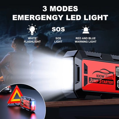 Powerful 8000a 100w 24000mah Laptop Jumper Super Capacitor Professional 12v Charger Booster Power Bank Jump Starter Car Battery