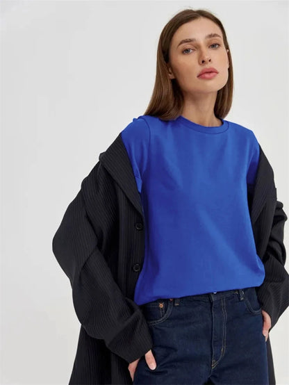 4 Colors 95% Cotton T Shirts for Women Casual O-Neck Short Sleeve Loose Tees Soft Breathable Daily Wear Comfortable Daily Tops
