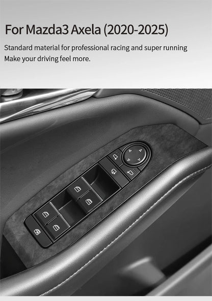 For Mazda 3 Axela Car Window Switch Lifter Control Panel Trim Frame Sticker Car Interior Tuning Accessories Made of Alcantara