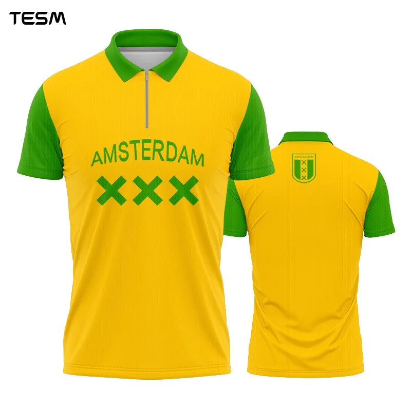 Summer Sports POLO Shirt Men Casual Short Sleeve Lapel Printed T-shirt Striped Retro Fashion Top Outdoor Team Breathable POLO