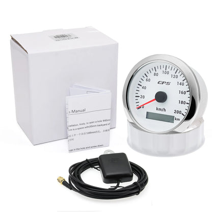 7 Color LED  30/60/80/120/200KMH 85MM GPS Speedometer Gauge with GPS Antenna For Motorcycle Boat Car Truck Speed Gauge 9-32V