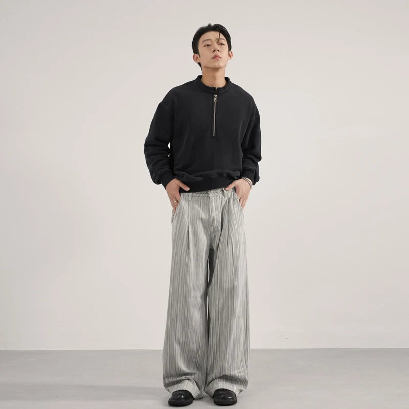 Unisex Black White Stripe Baggy Pants Wide Leg Loose Fit Contrast Color Casual Streetwear Hip Hop Y2K Trousers Men Women Fashion