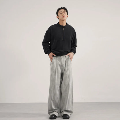 Unisex Black White Stripe Baggy Pants Wide Leg Loose Fit Contrast Color Casual Streetwear Hip Hop Y2K Trousers Men Women Fashion