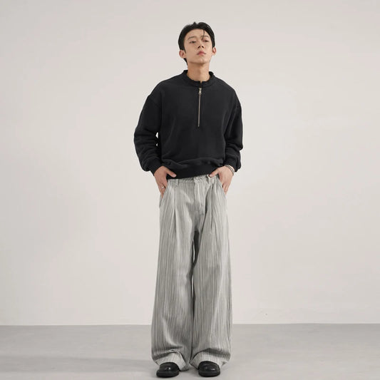 Unisex Black White Stripe Baggy Pants Wide Leg Loose Fit Contrast Color Casual Streetwear Hip Hop Y2K Trousers Men Women Fashion