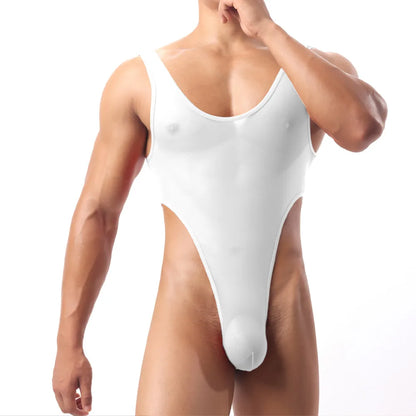 3 Pack Men Sexy Shapewear Bodysuit Ice Silk Quick Dry Breathable Mesh Semi Transparent Soft Lingerie 7 Colors Available