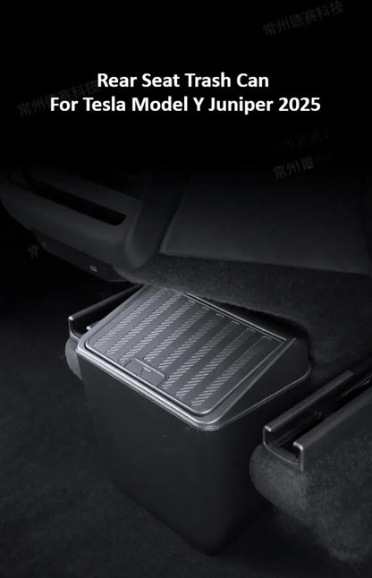 For Tesla Model Y Juniper 2025 Rear Seat Trash Can Middle Under-seat Storage Box ABS Waterproof Umbrella Box Car Accessories