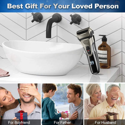 Pop-Up Trimmer Electric Shaver Stainless Steel Shaving Machine Men's 3D Triple Floating Blade Razor Shaver Barber Trimmer FK-605