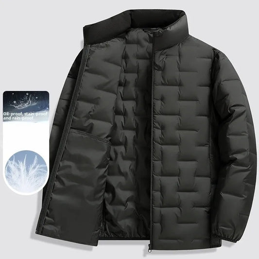 Winter New 90% Duck Down Jacket, Cycling Sports Stand-up Collar, Warm and Lightweight, Men's Solid Color Breathable Down Jacket