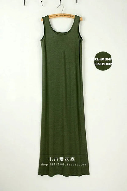 Spring Summer 2026 Women's Modal Long Sleeveless Dress Beachwear Base Layer Vest Skirt Large Size Korean Style Commute