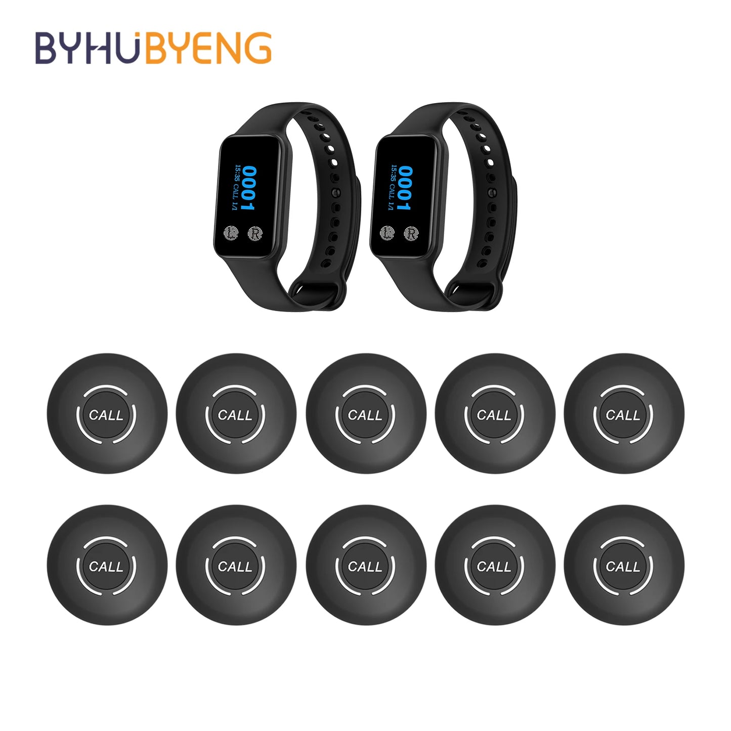 BYHUBYENG Restaurant Pager Waiter Calling System Watch Receivers Waterproof Call Buttons for Food Truck Cafe Customer Service