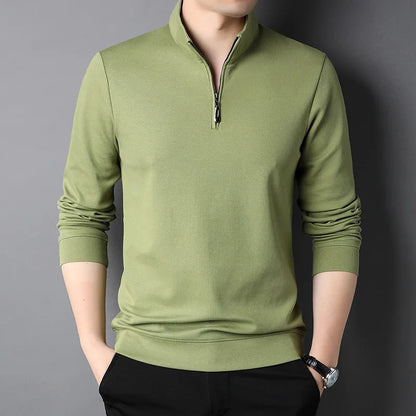 Top Grade 2025 New Fashion Brand Luxury Zipper Polo Shirt Men Casual Plain Korean Solid Color Long Sleeve Tops Mens Clothing