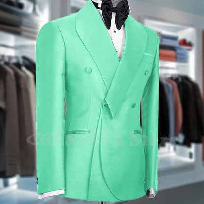 Black Suits For Men Shawl Lapel Formal 1 Piece Jacket Double Breasted Business Casual Groom Wedding Party Custom Made Blazer