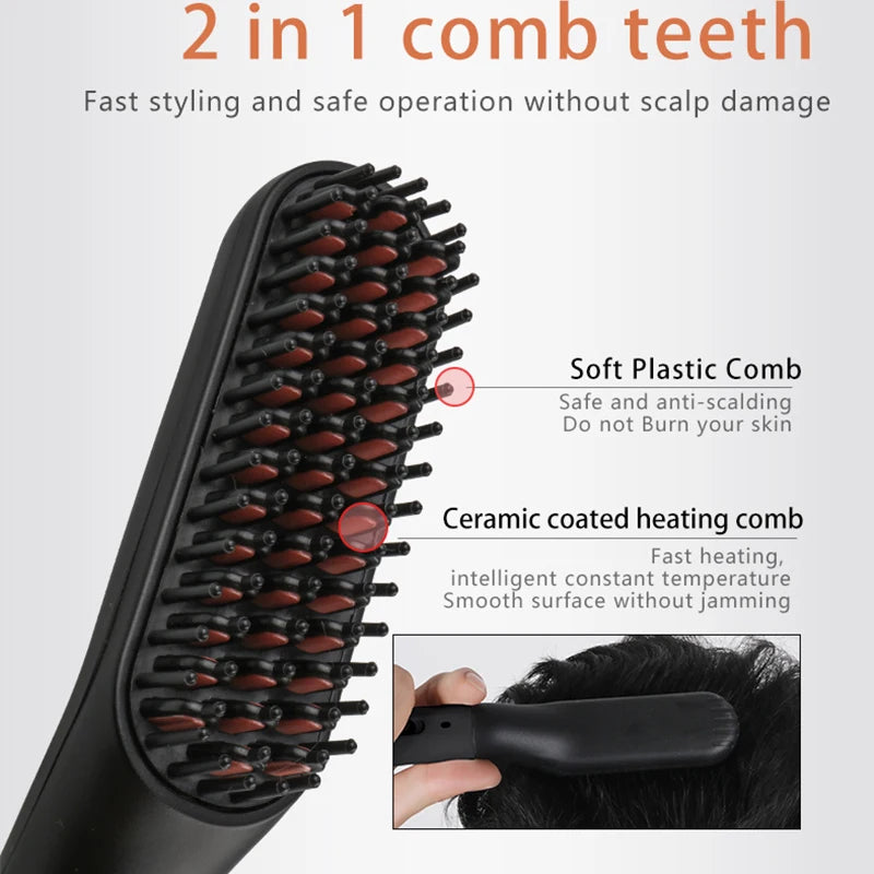 Electric Beard Heated Brush Kit Hair Straightener Straightening Men Quick Styler Beard Comb Electric Comb For Hair