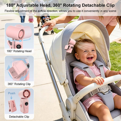 Mini Clip Fan Portable Handheld Fan USB Rechargeable Rotatable Mini Clip On Fan for Stroller Umbrella Personal Cooling Hand Fan