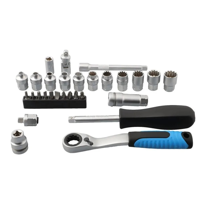29PCS Ratchet Socket Wrench Kit Car Repair Tool Set 12Point Torque Wrench Combo Automotive Maintenance Tools