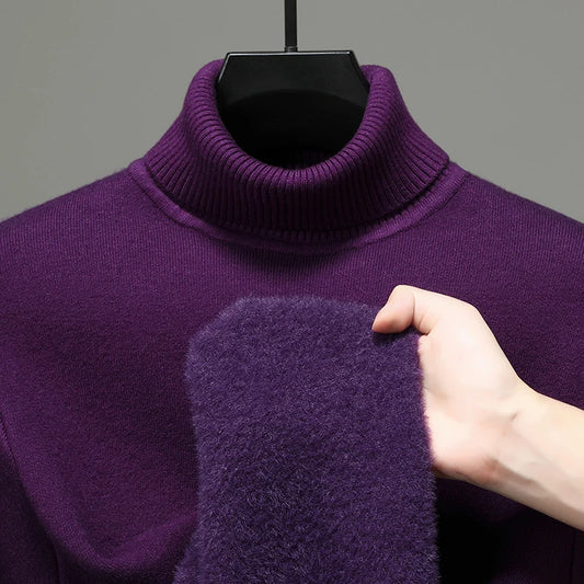 Luxury brand high-quality fashionable versatile high necked knitted sweater with cashmere base sweater