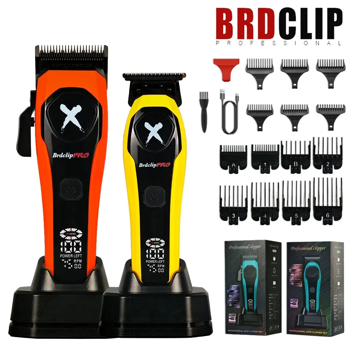 BRDCLIP 619 339 Hair Clippers Cordless Clippers Barber Electric DLC T-Blade Trimmer Portable Detail Trimmer LED Trimmer for Men