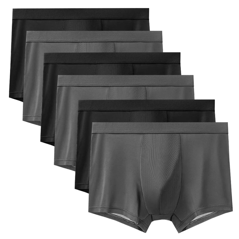 6pcs Men's Summer Ice Silk Boxers Briefs Males Underwears Boys Comfort Underpants Shorts Mans Ultra-thin Breathable Sexy Panties