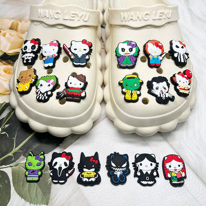 Mesuca 18-100pcs Halloween Cat Shoe Charms For Sandals,Shoe Decoration Accessories Shoe Pins Great Gift For Men Wom