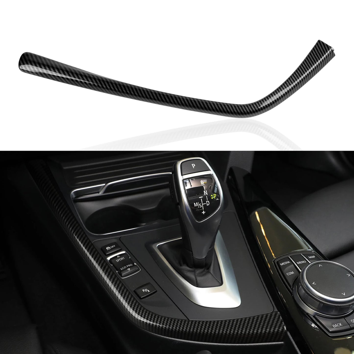 Car Center Console Dashboard Gear Shifter Panel For BMW F30 F31 F34 3GT F32 F33 F36 Trim Accessories, Carbon Fiber ABS Sticker