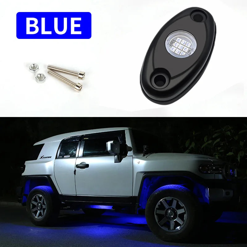 1/2/4pcs Auto chassis lights LED Rock Lamp Contour Decorative Light bottom Atmosphere light for cross-country SUV ATV Dune Buggy