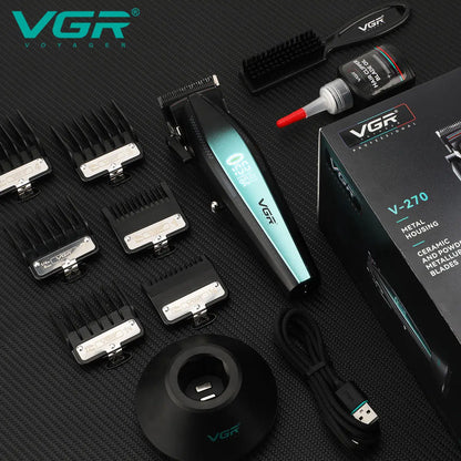 VGR V-992 V-270 high-end men's hair clipper with gradient color body, professional hair trimmer with LCD digital display and pus