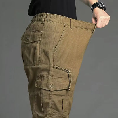 Men's Workwear Trousers High Waist Large Size Casual Pants Cuffed Tactical Long Pants Multi-Pocket Wear-Resistant Loose Fit