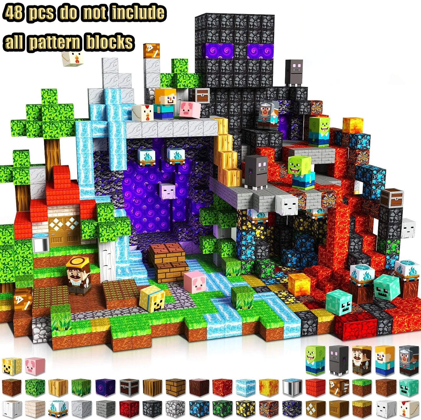 Magnetic Building Blocks New Mine World Magnetic Snow Ice Castle Construction Brick Cube STEM Boy Girl Children Toy Set Gift