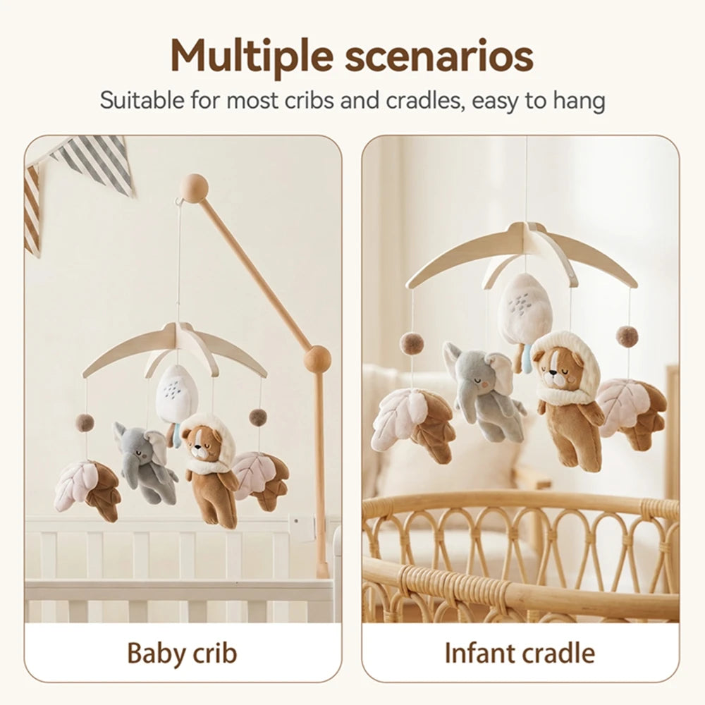 Baby Wooden Crib Mobile Bed Bell Hanging Rattle Toy Newborn Music Box Bed Bell Hanging Toys Holder Bracket Infant Crib Baby Gift