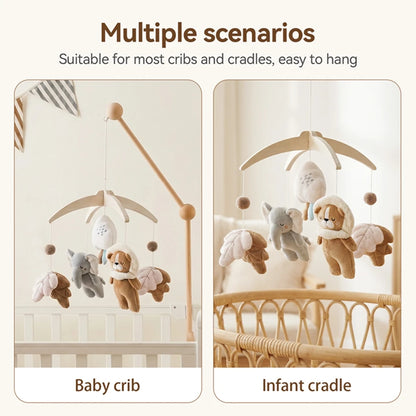 Baby Wooden Crib Mobile Bed Bell Hanging Rattle Toy Newborn Music Box Bed Bell Hanging Toys Holder Bracket Infant Crib Baby Gift